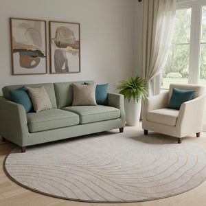 HomeRoots 8' X 10' Copper-Silver Abstract Washable Area Rug - Durable, UV-Protected & Easy Care for Modern Homes 718101