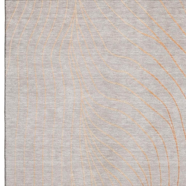 HomeRoots 9' X 12' Copper And Silver Abstract Area Rug – Washable, Stain-Resistant, UV Protected for Busy Homes 718102