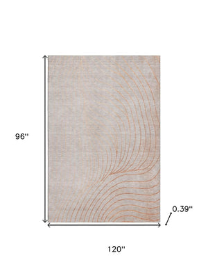 HomeRoots 9' X 12' Copper And Silver Abstract Area Rug – Washable, Stain-Resistant, UV Protected for Busy Homes 718102
