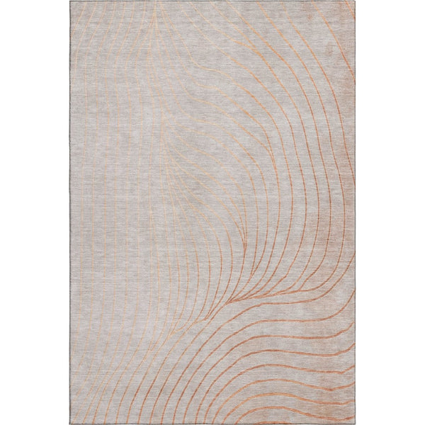 HomeRoots 10' Modern Copper and Silver Abstract Area Rug - Washable, UV-Protected, Ideal for High-Traffic Homes 718103