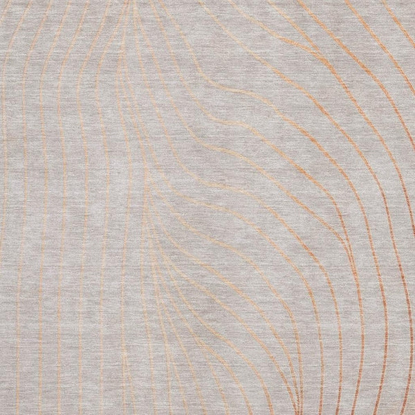 HomeRoots 10' Modern Copper and Silver Abstract Area Rug - Washable, UV-Protected, Ideal for High-Traffic Homes 718103