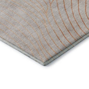 HomeRoots 10' Modern Copper and Silver Abstract Area Rug - Washable, UV-Protected, Ideal for High-Traffic Homes 718103