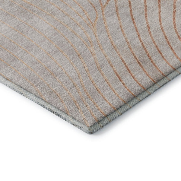 HomeRoots 10' Modern Copper and Silver Abstract Area Rug - Washable, UV-Protected, Ideal for High-Traffic Homes 718103