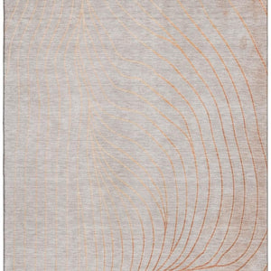 HomeRoots 10' Modern Copper and Silver Abstract Area Rug - Washable, UV-Protected, Ideal for High-Traffic Homes 718103