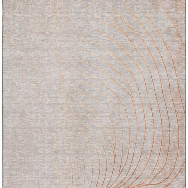 HomeRoots 10' Modern Copper and Silver Abstract Area Rug - Washable, UV-Protected, Ideal for High-Traffic Homes 718103