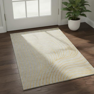 HomeRoots 5' X 8' Stylish Gold and Silver Abstract Area Rug - Machine Washable, UV Protection, Stain Resistant! 718105
