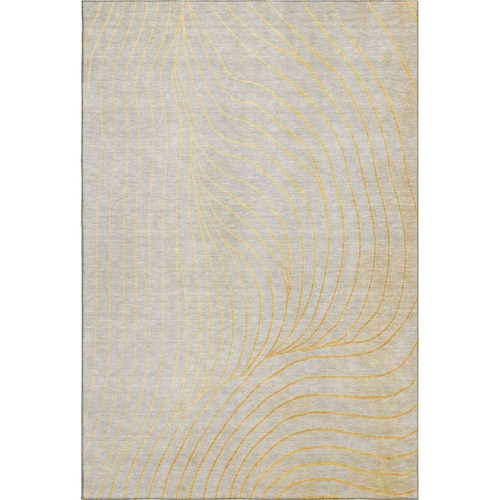 HomeRoots 5' X 8' Stylish Gold and Silver Abstract Area Rug - Machine Washable, UV Protection, Stain Resistant! 718105