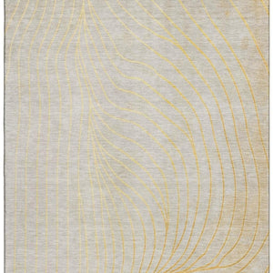 HomeRoots 5' X 8' Stylish Gold and Silver Abstract Area Rug - Machine Washable, UV Protection, Stain Resistant! 718105