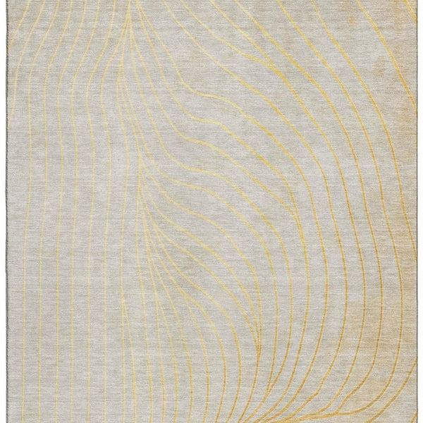 HomeRoots 5' X 8' Stylish Gold and Silver Abstract Area Rug - Machine Washable, UV Protection, Stain Resistant! 718105