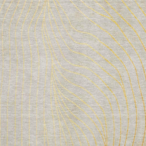 HomeRoots 8' Gold and Silver Abstract Washable Round Rug - Stylish, Durable, UV Protected for High-Traffic Rooms 718106