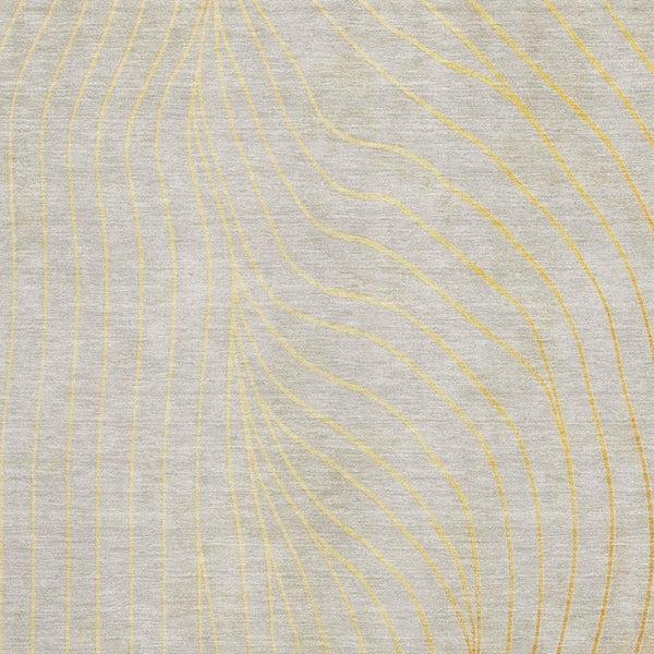 HomeRoots 8' Gold and Silver Abstract Washable Round Rug - Stylish, Durable, UV Protected for High-Traffic Rooms 718106