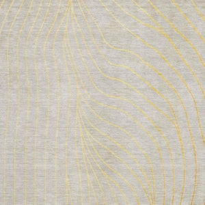 HomeRoots 8' Gold and Silver Abstract Washable Round Rug - Stylish, Durable, UV Protected for High-Traffic Rooms 718106