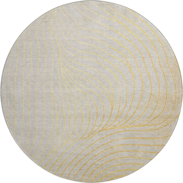 HomeRoots 8' X 10' Gold and Silver Abstract Area Rug - Washable, UV-Protected, Durable for Homes with Kids & Pets 718107