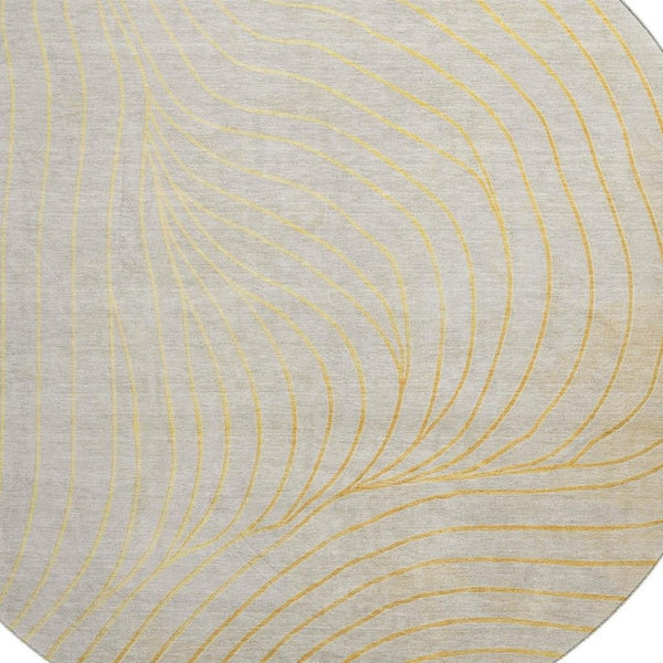 HomeRoots 8' X 10' Gold and Silver Abstract Area Rug - Washable, UV-Protected, Durable for Homes with Kids & Pets 718107