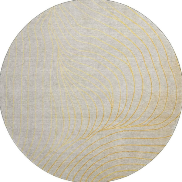 HomeRoots 8' X 10' Gold and Silver Abstract Area Rug - Washable, UV-Protected, Durable for Homes with Kids & Pets 718107
