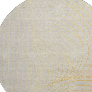 HomeRoots 8' X 10' Gold and Silver Abstract Area Rug - Washable, UV-Protected, Durable for Homes with Kids & Pets 718107