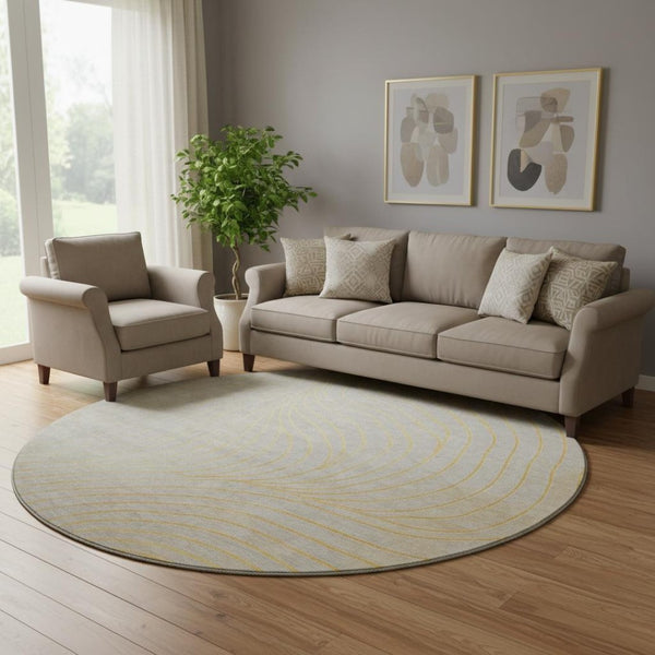 HomeRoots 8' X 10' Gold and Silver Abstract Area Rug - Washable, UV-Protected, Durable for Homes with Kids & Pets 718107