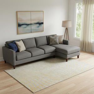 HomeRoots 9' X 12' Gold and Silver Abstract Washable Area Rug – Modern Elegance with UV Protection & Durability 718108