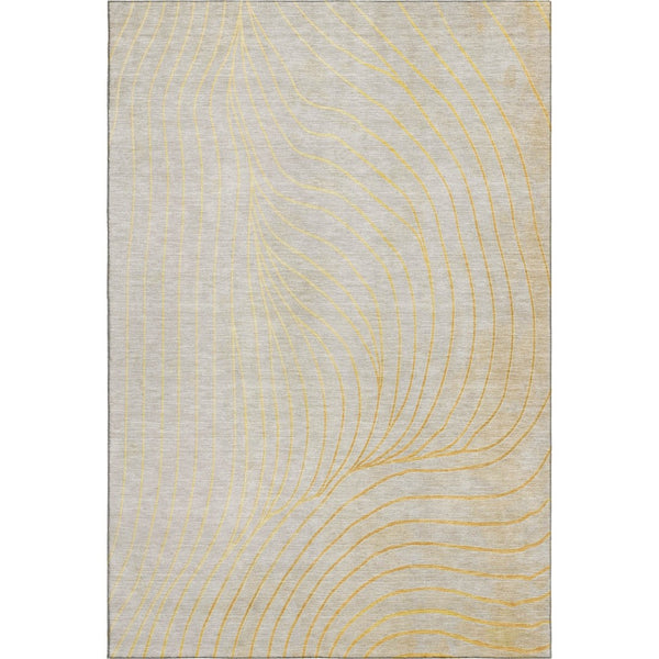 HomeRoots 9' X 12' Gold and Silver Abstract Washable Area Rug – Modern Elegance with UV Protection & Durability 718108
