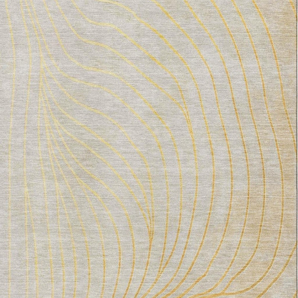 HomeRoots 9' X 12' Gold and Silver Abstract Washable Area Rug – Modern Elegance with UV Protection & Durability 718108