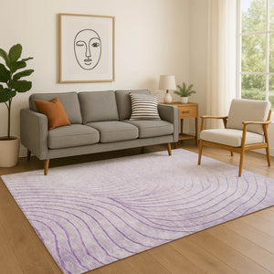HomeRoots 5' X 8' Elegant Lavender & Silver Abstract Area Rug - Washable, Stain-Resistant, UV Protected Design 718111