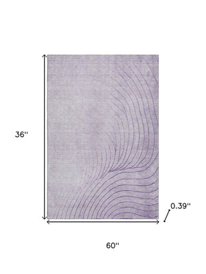HomeRoots 5' X 8' Elegant Lavender & Silver Abstract Area Rug - Washable, Stain-Resistant, UV Protected Design 718111