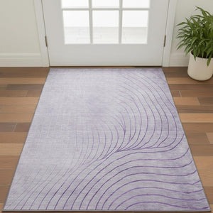 HomeRoots 5' X 8' Elegant Lavender & Silver Abstract Area Rug - Washable, Stain-Resistant, UV Protected Design 718111