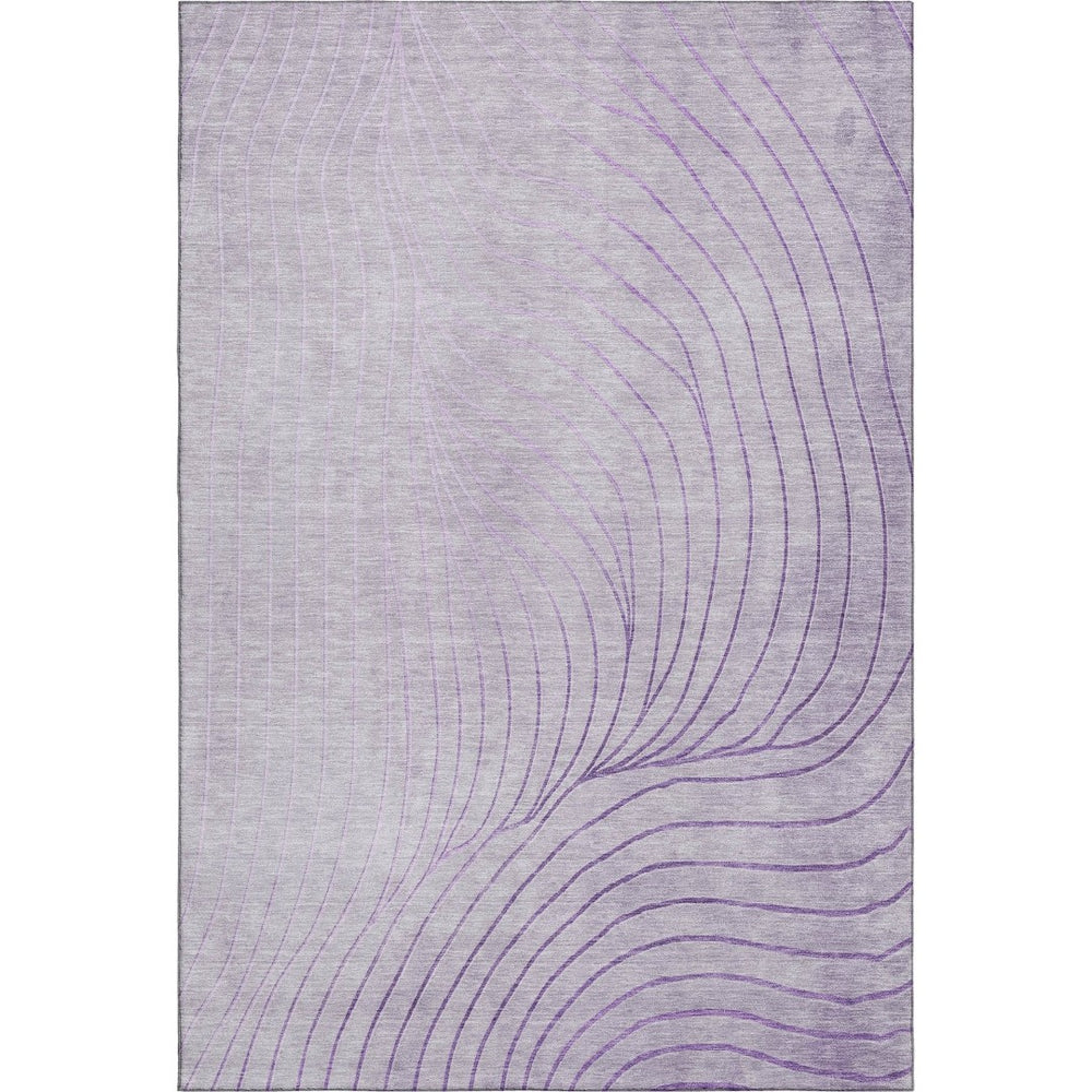 HomeRoots 8' Lavender and Silver Abstract Washable Round Rug with UV Protection - Stylish, Durable, and Easy-Clean! 718112