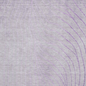 HomeRoots 8' Lavender and Silver Abstract Washable Round Rug with UV Protection - Stylish, Durable, and Easy-Clean! 718112