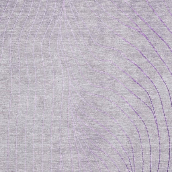 HomeRoots 8' Lavender and Silver Abstract Washable Round Rug with UV Protection - Stylish, Durable, and Easy-Clean! 718112