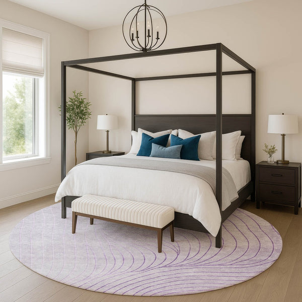 HomeRoots 8' X 10' Stunning Lavender & Silver Abstract Area Rug - Washable, UV Protected & Durable Design! 718113