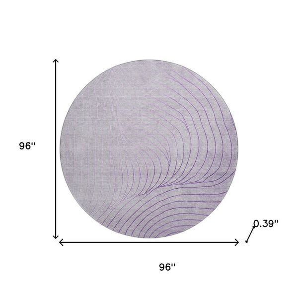 HomeRoots 8' X 10' Stunning Lavender & Silver Abstract Area Rug - Washable, UV Protected & Durable Design! 718113