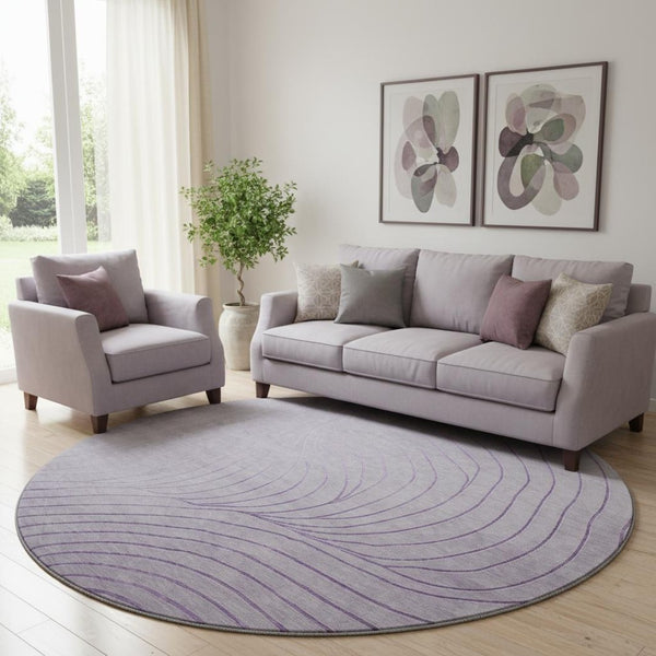 HomeRoots 8' X 10' Stunning Lavender & Silver Abstract Area Rug - Washable, UV Protected & Durable Design! 718113