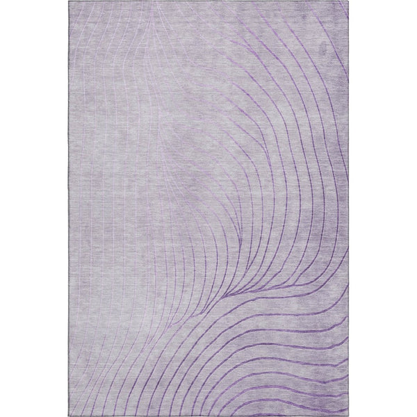 HomeRoots 9' X 12' Contemporary Lavender & Silver Abstract Area Rug – Washable, UV-Protected, Stain-Resistant! 718114