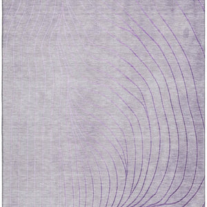 HomeRoots 9' X 12' Contemporary Lavender & Silver Abstract Area Rug – Washable, UV-Protected, Stain-Resistant! 718114