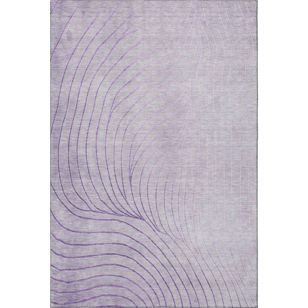 HomeRoots 9' X 12' Contemporary Lavender & Silver Abstract Area Rug – Washable, UV-Protected, Stain-Resistant! 718114