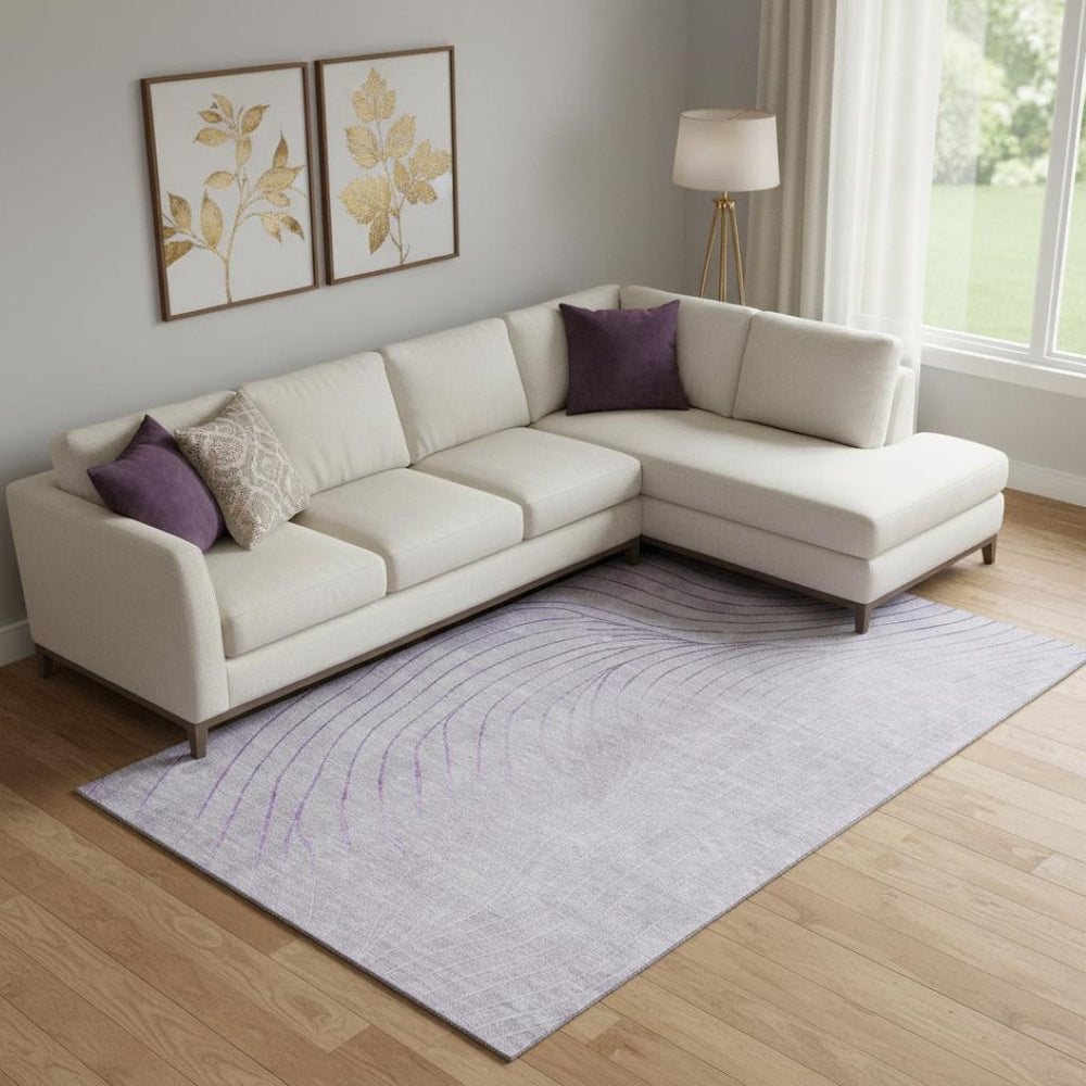 HomeRoots 10' Lavender and Silver Abstract Area Rug - Washable, Stain Resistant, UV Protected, Durable Design 718115