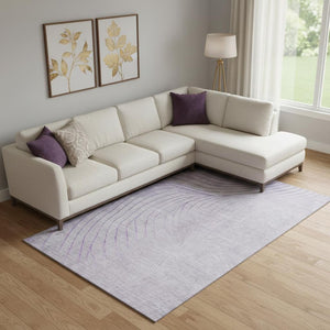 HomeRoots 10' Lavender and Silver Abstract Area Rug - Washable, Stain Resistant, UV Protected, Durable Design 718115