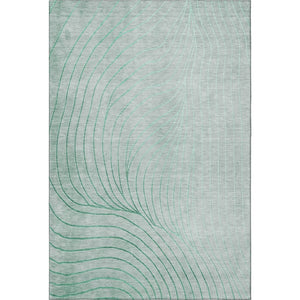 HomeRoots 5' X 8' Mint Green & Silver Abstract Area Rug - Washable, UV Protected, Stylish & Durable Design 718117
