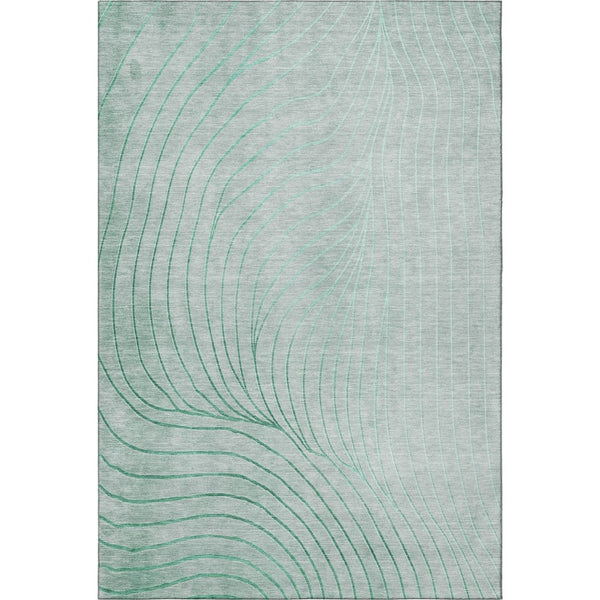 HomeRoots 5' X 8' Mint Green & Silver Abstract Area Rug - Washable, UV Protected, Stylish & Durable Design 718117
