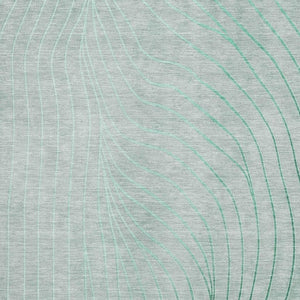 HomeRoots 8' Mint Green and Silver Abstract Washable Round Rug - UV Protected, Stain Resistant, Non-Slip Design 718118