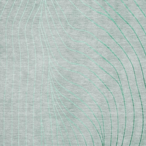 HomeRoots 8' Mint Green and Silver Abstract Washable Round Rug - UV Protected, Stain Resistant, Non-Slip Design 718118