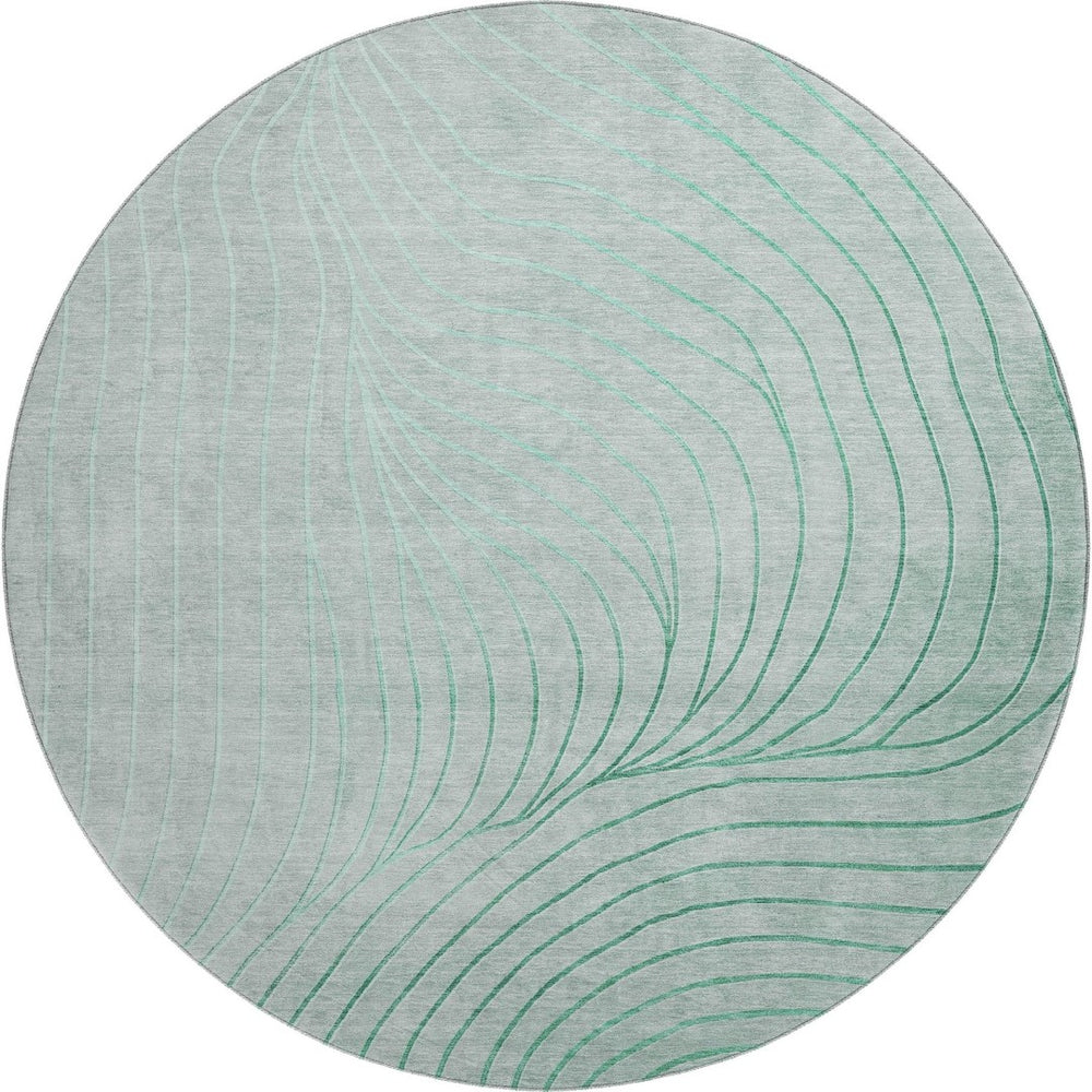 HomeRoots 8' X 10' Mint Green & Silver Abstract Washable Area Rug - UV Protection for Stylish Spaces 718119