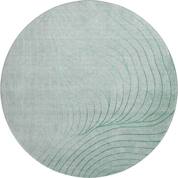 HomeRoots 8' X 10' Mint Green & Silver Abstract Washable Area Rug - UV Protection for Stylish Spaces 718119