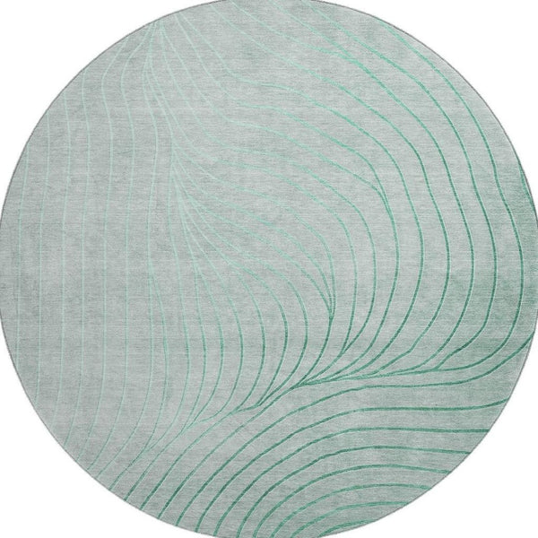 HomeRoots 8' X 10' Mint Green & Silver Abstract Washable Area Rug - UV Protection for Stylish Spaces 718119