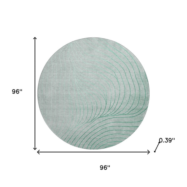 HomeRoots 8' X 10' Mint Green & Silver Abstract Washable Area Rug - UV Protection for Stylish Spaces 718119
