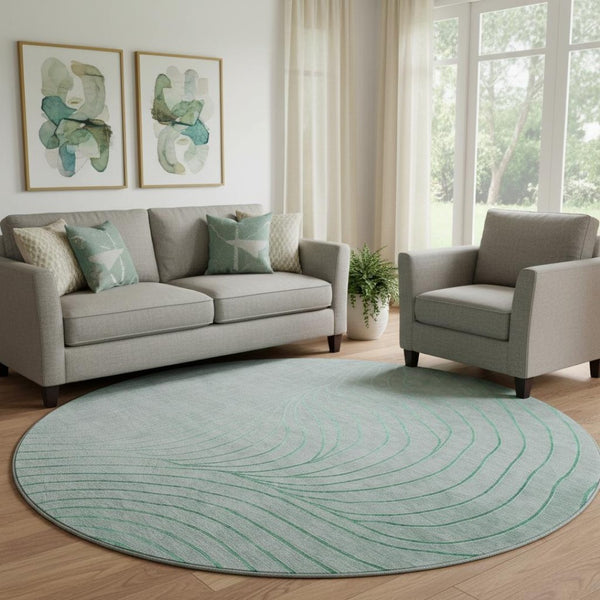 HomeRoots 8' X 10' Mint Green & Silver Abstract Washable Area Rug - UV Protection for Stylish Spaces 718119