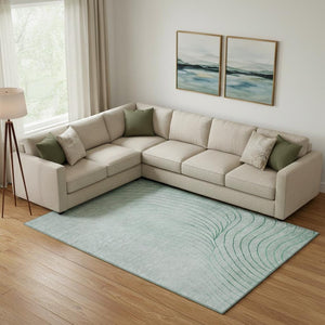 HomeRoots 9' X 12' Mint Green & Silver Abstract Area Rug – Washable, UV Protected, Durable & Stylish Design 718120