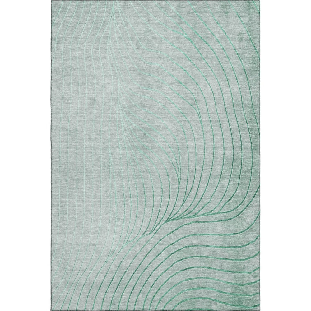 HomeRoots 10' X 14' Mint Green & Silver Abstract Area Rug – Washable, UV Protected, Durable, Family-Friendly Design 718121