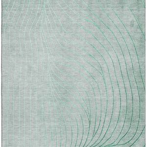 HomeRoots 10' X 14' Mint Green & Silver Abstract Area Rug – Washable, UV Protected, Durable, Family-Friendly Design 718121
